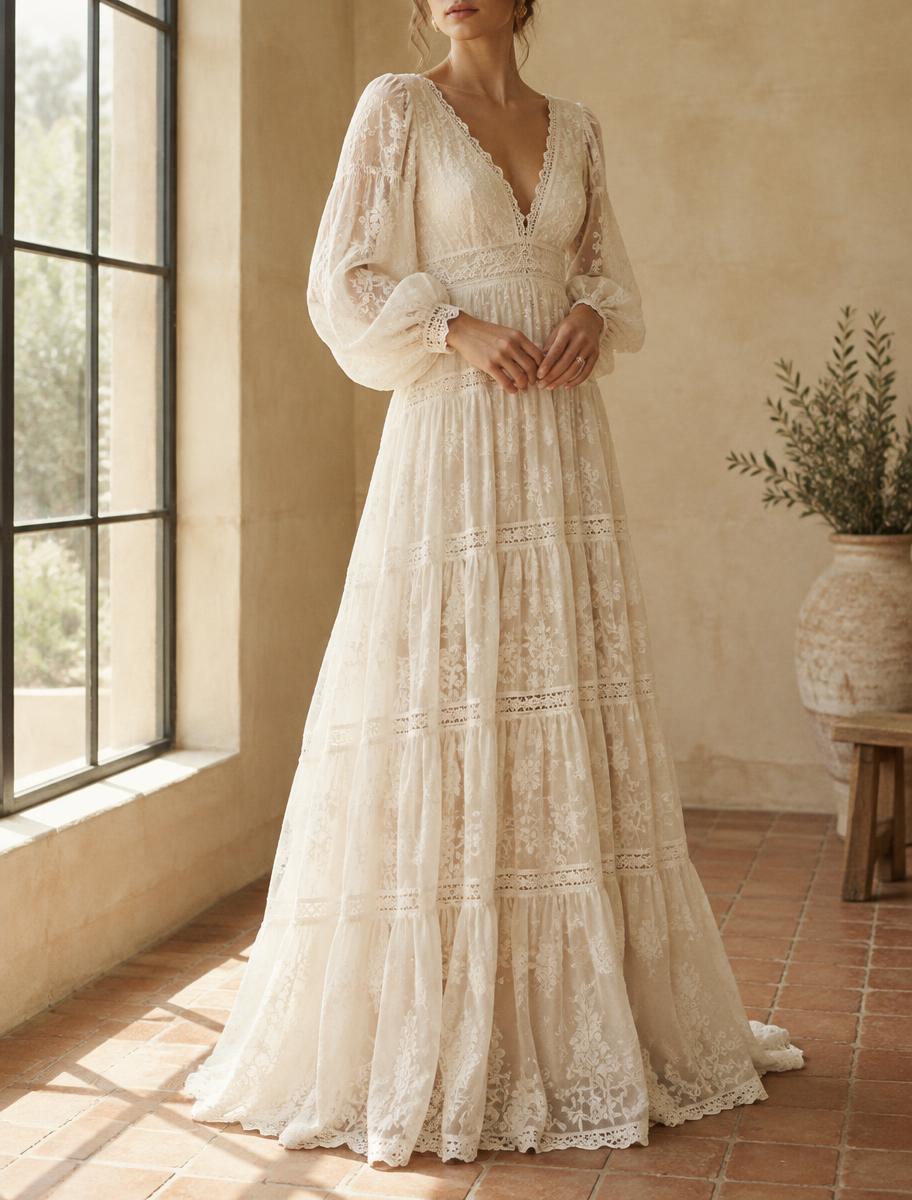 Relaxed lace bridal look